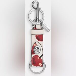COACH CHERRY CHERRIES PRINT BAG CHARM HANGTAG HANGBAG PURSE VALET KEYRING